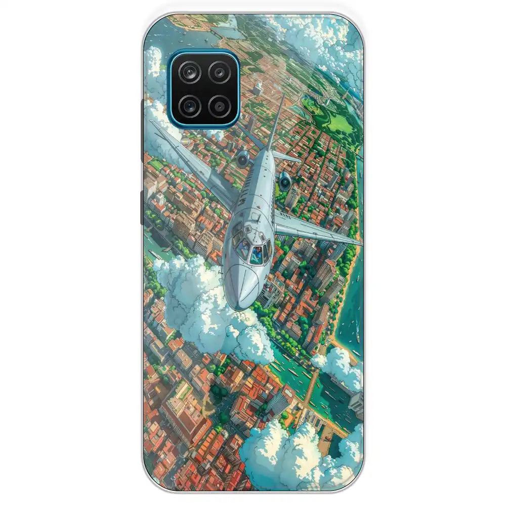 Flying Over City - Printed Silicone Case For Samsung Galaxy M12