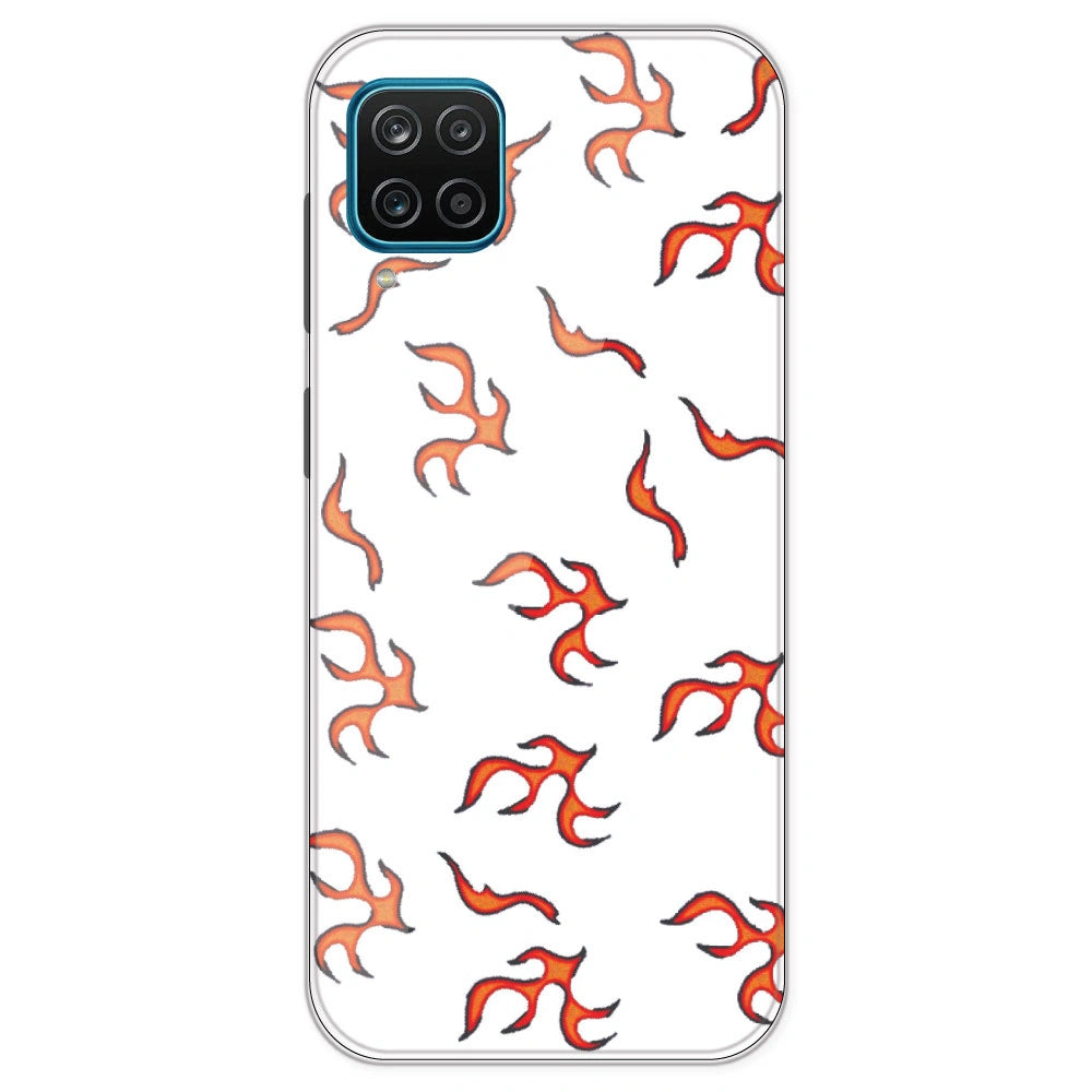Orange Mini Flames - Clear Printed Silicone Case For Samsung Galaxy M12