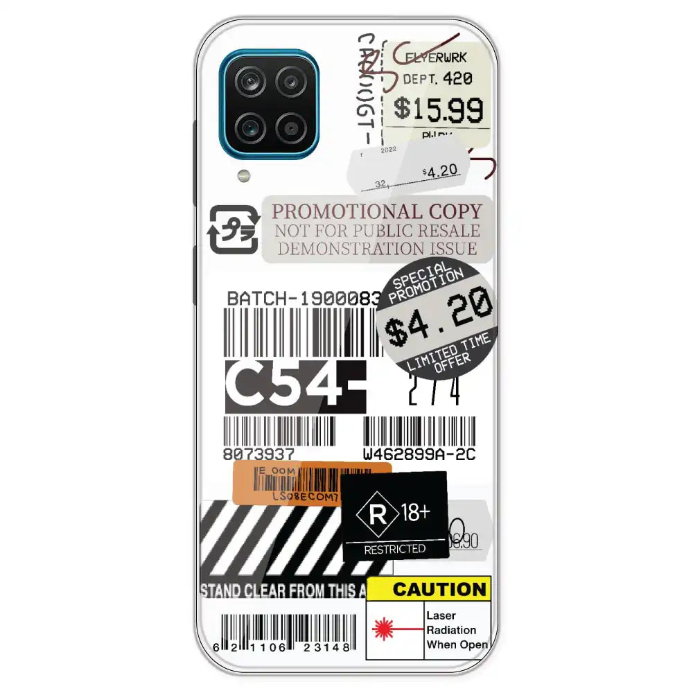 Labels - Clear Printed Silicone Case For Samsung Galaxy M12
