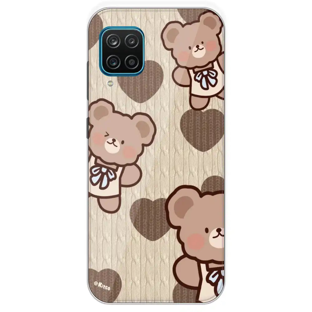 Teddy Heart - Printed Silicone Case For Samsung Galaxy M12