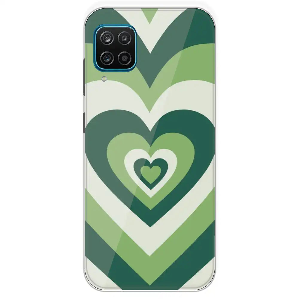 Dark Green Hearts - Printed Silicone Case For Samsung Galaxy M12