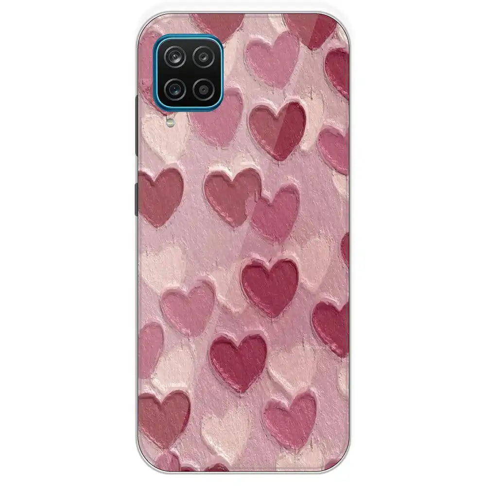 Pastel Hearts Love - Printed Silicone Case For Samsung Galaxy M12