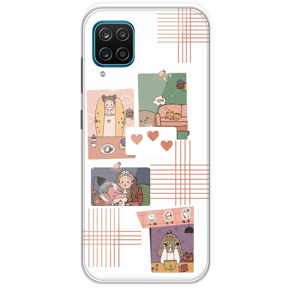 Cute Girl Collage - Clear Printed Silicone Case For Samsung Galaxy M12