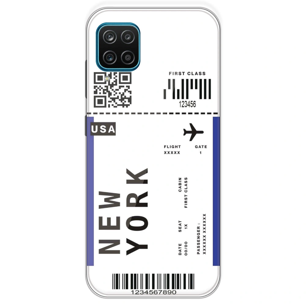 New York Ticket - Clear Printed Silicone Case For Samsung Galaxy M12