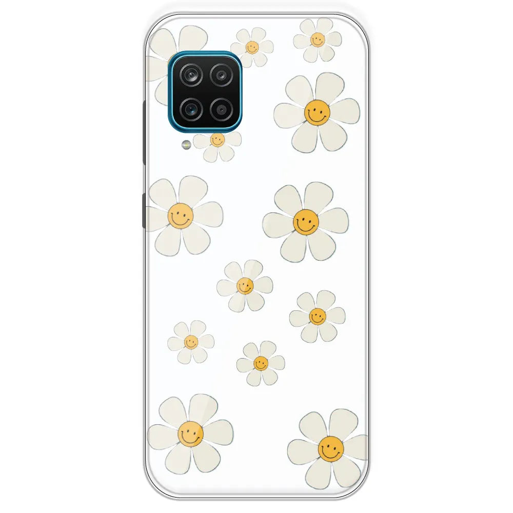 Smile Flowers - Clear Printed Silicone Case For Samsung Galaxy M12