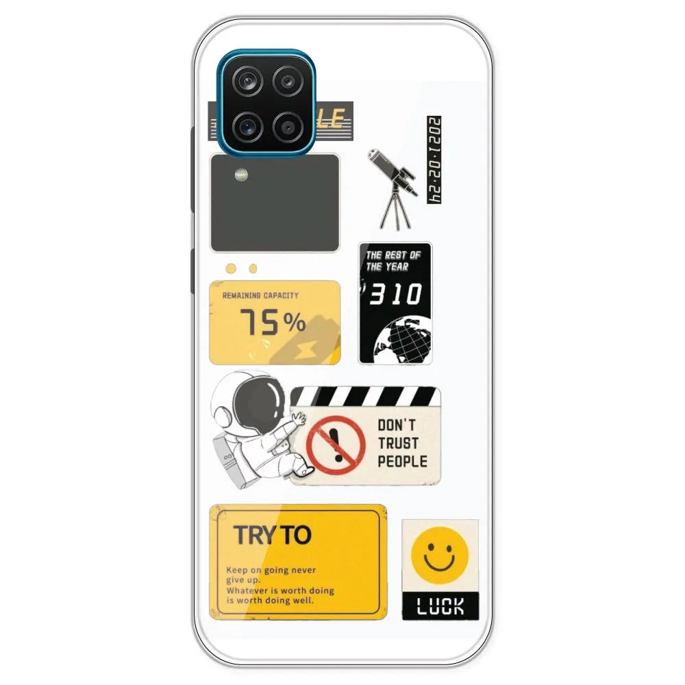 Space - Clear Printed Silicone Case For Samsung Galaxy M12