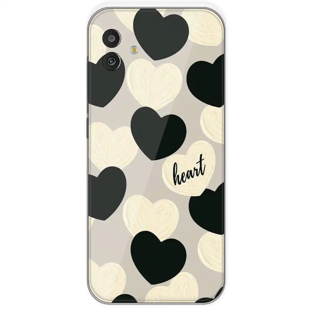 Black And White Heart - Printed Silicone Case For Samsung Galaxy M13