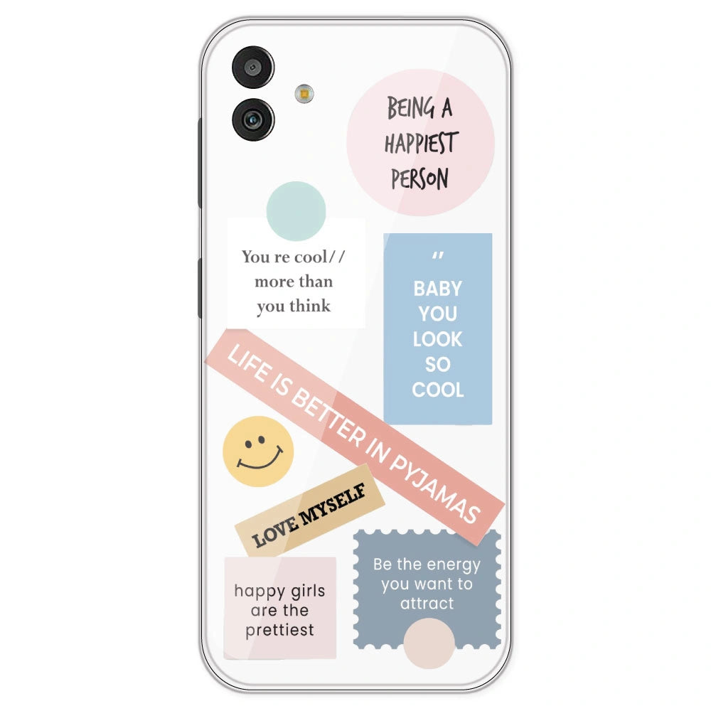 Be Happy - Clear Printed Silicone Case For Samsung Galaxy M13