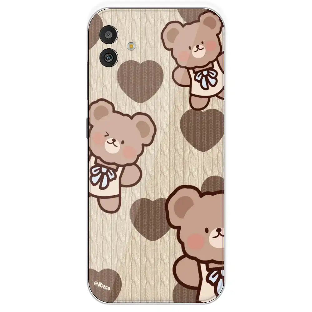 Teddy Heart - Printed Silicone Case For Samsung Galaxy M13