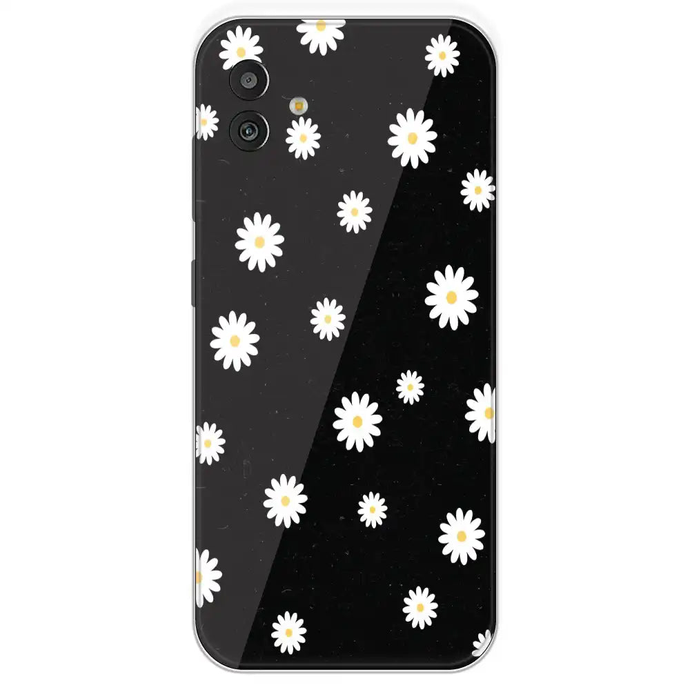 White And Black Flower - Printed Silicone Case For Samsung Galaxy M13