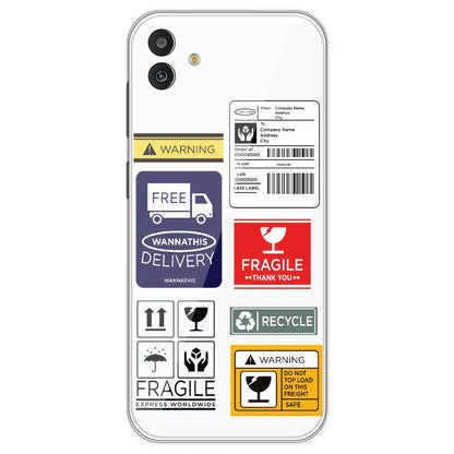 Caution Labels - Clear Printed Silicone Case For Samsung Galaxy M13