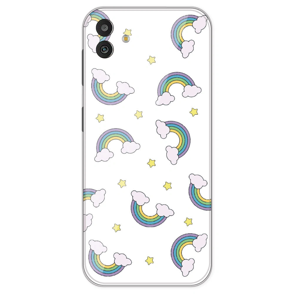 Rainbow With Clouds - Clear Printed Silicone Case For Samsung Galaxy M13