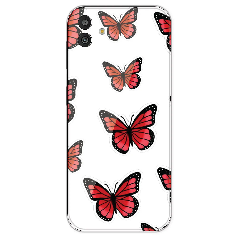 Red Butterfly - Clear Printed Silicone Case For Samsung Galaxy M13