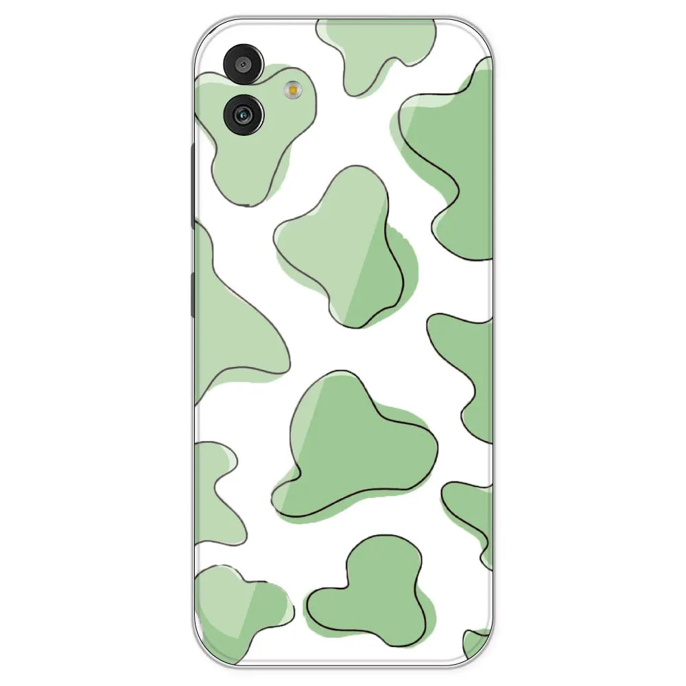 Green Cow Print - Clear Printed Silicone Case For Samsung Galaxy M13