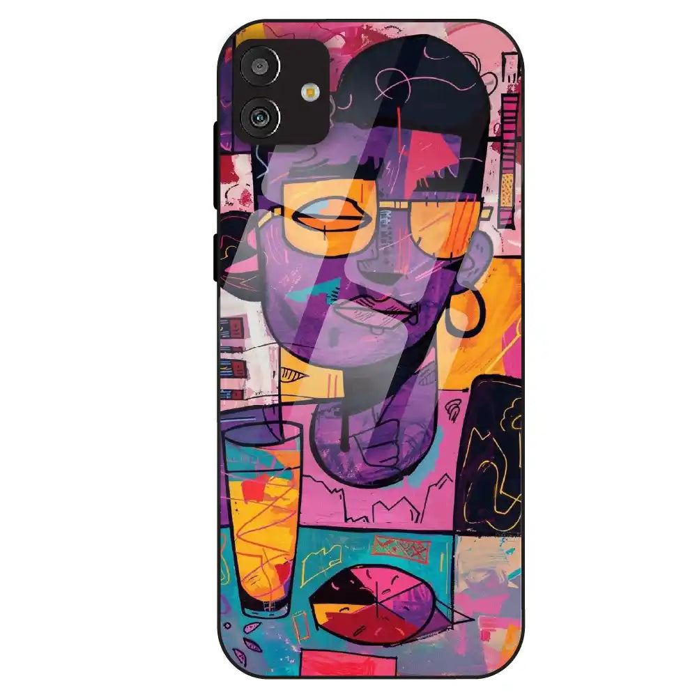 Abstract Neon Portrait - Glass Case For Samsung Galaxy M13