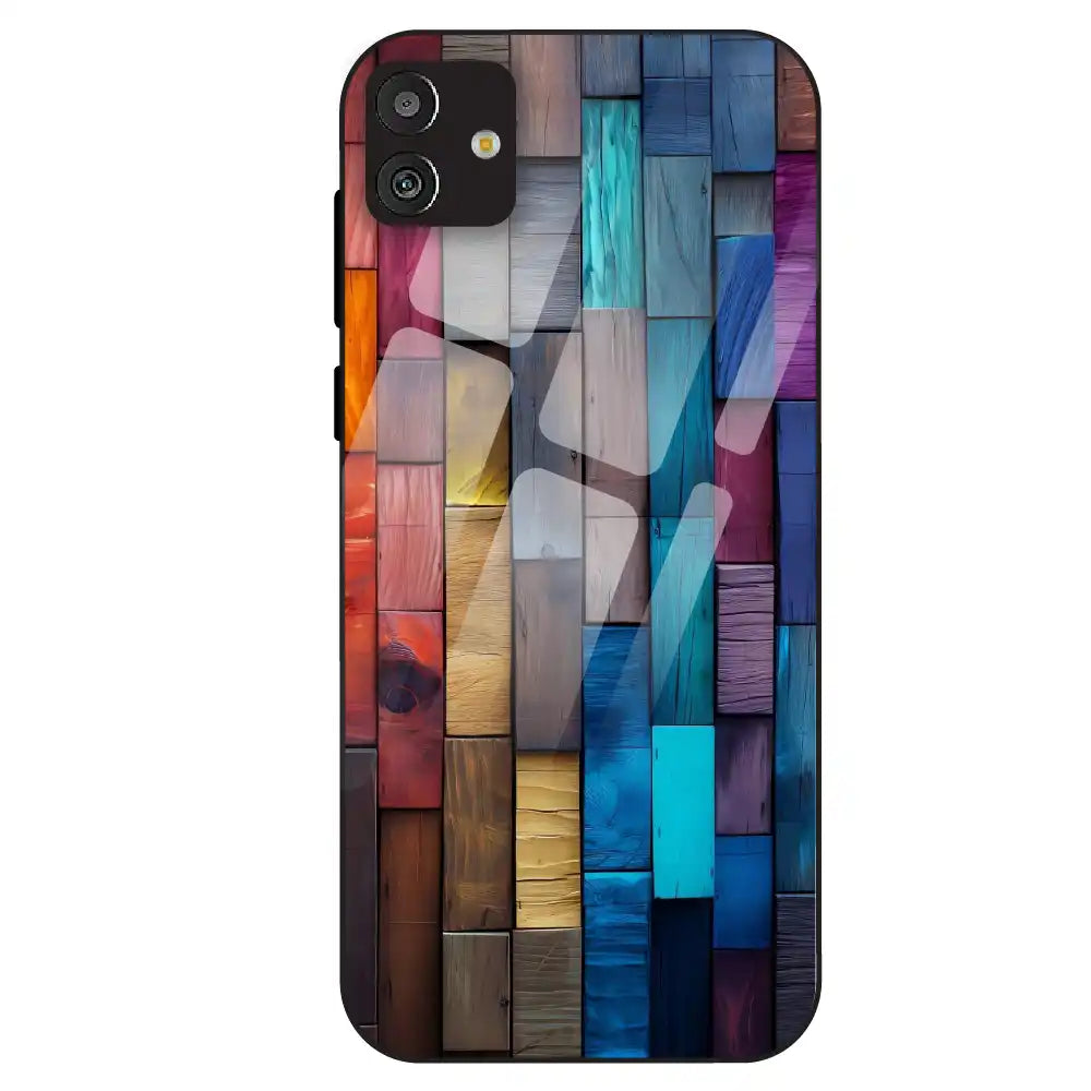Color Block Wood Texture - Glass Case For Samsung Galaxy M13