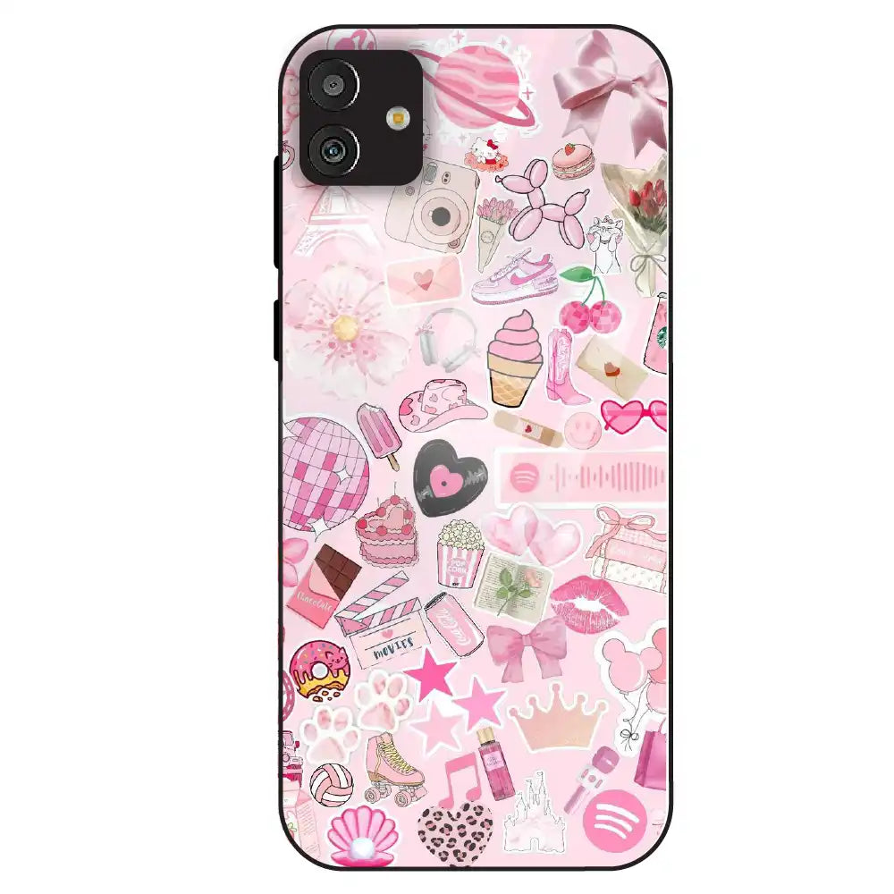 Pink Pop Aesthetic Collage - Glass Case For Samsung Galaxy M13