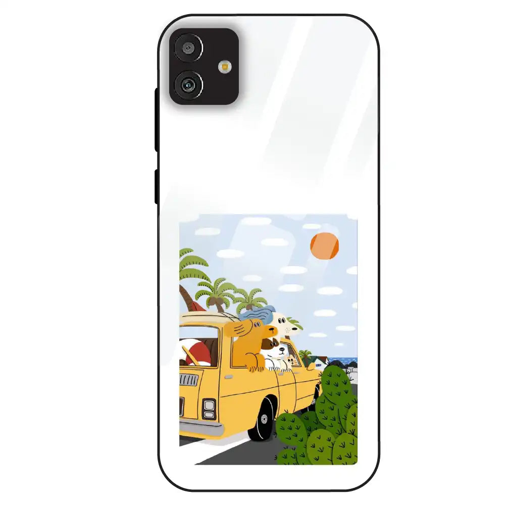 Cute Dog Travel Cartoon - Glass Case For Samsung Galaxy M13