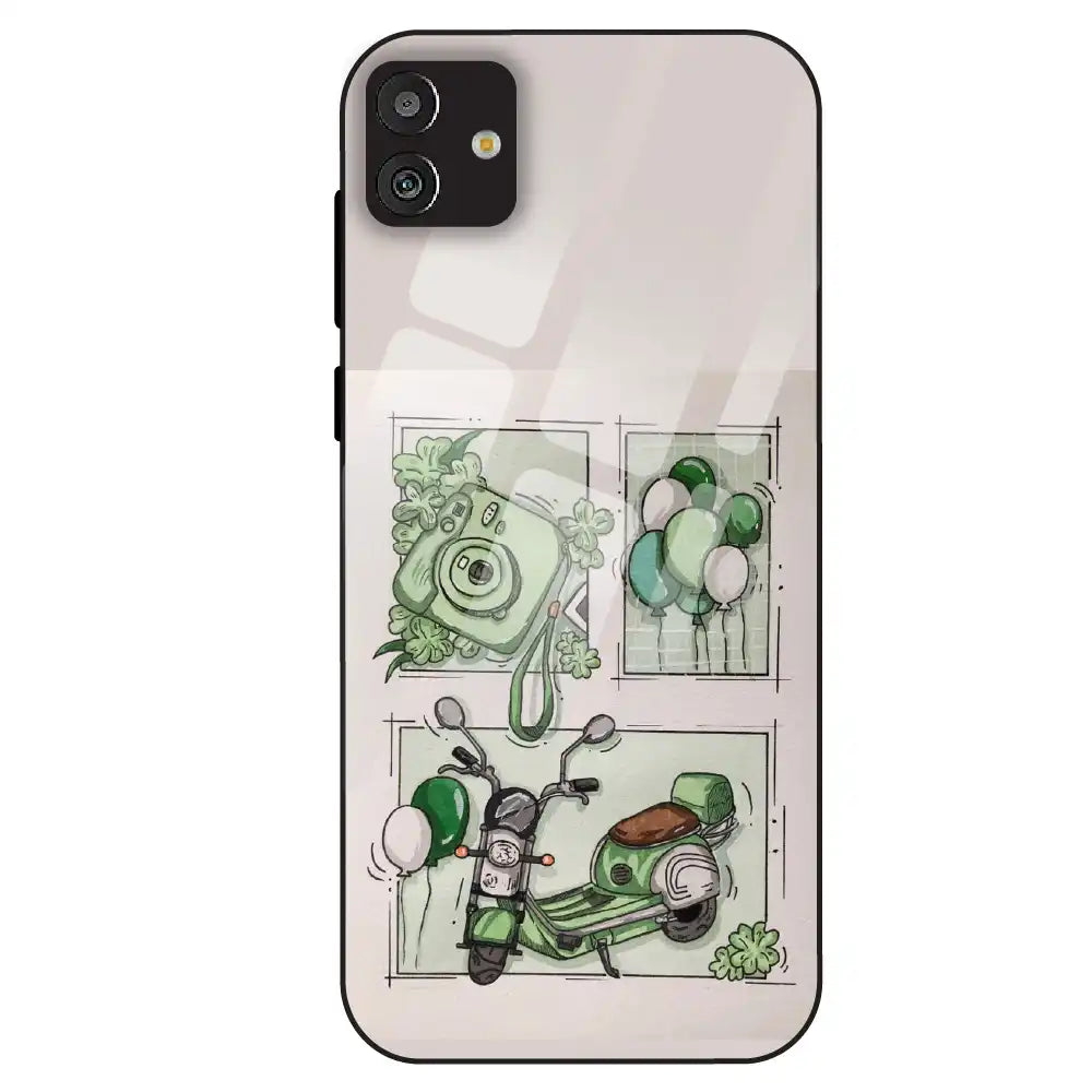Vintage Green Sketch Aesthetic - Glass Case For Samsung Galaxy M13