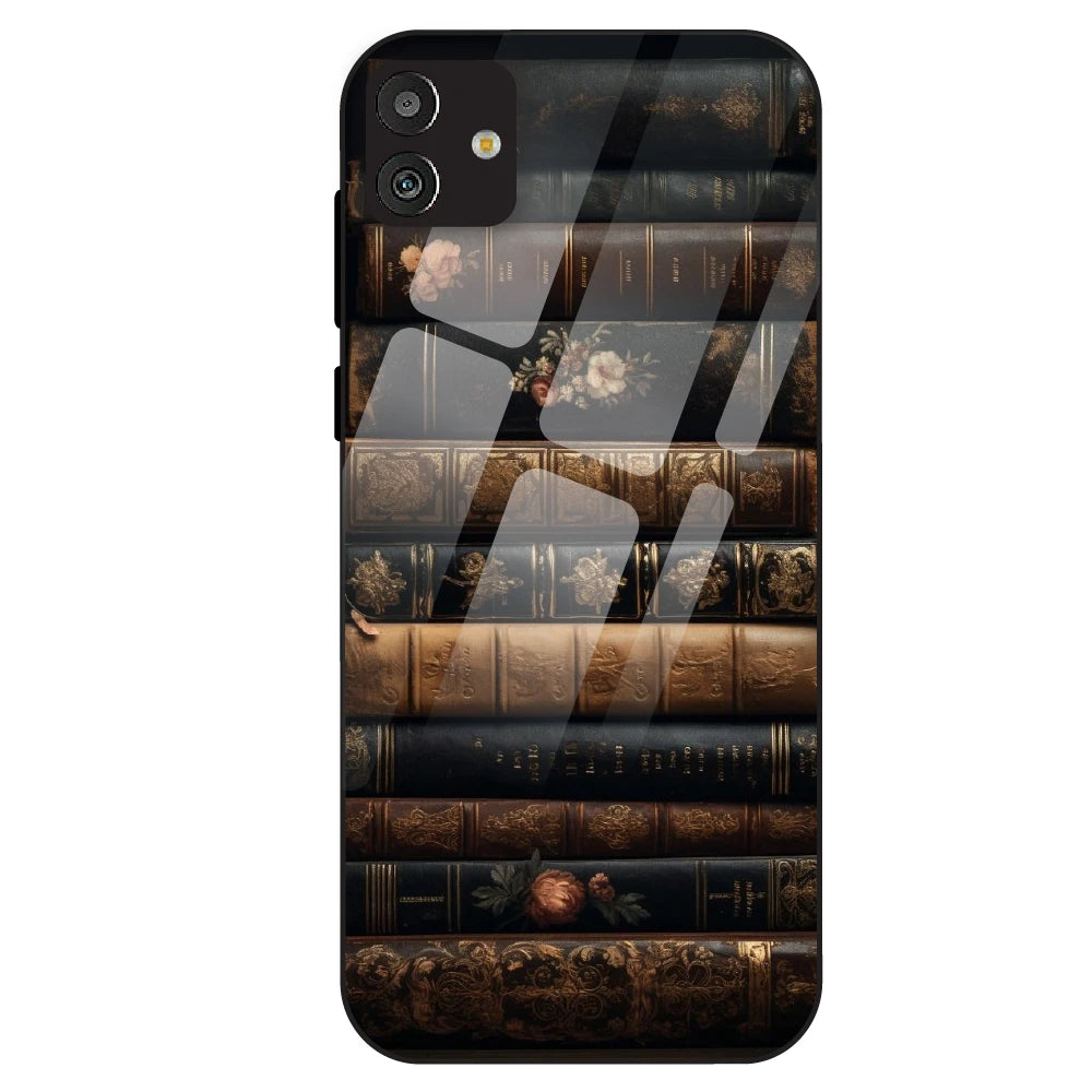 Vintage Book Stack - Glass Case For Samsung Galaxy M13