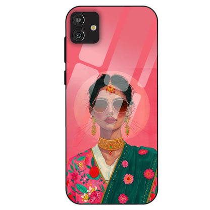 Royal Ethnic Diva - Glass Case For Samsung Galaxy M13