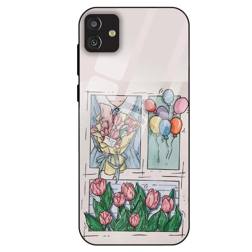 Tulip Aesthetic Sketch - Glass Case For Samsung Galaxy M13