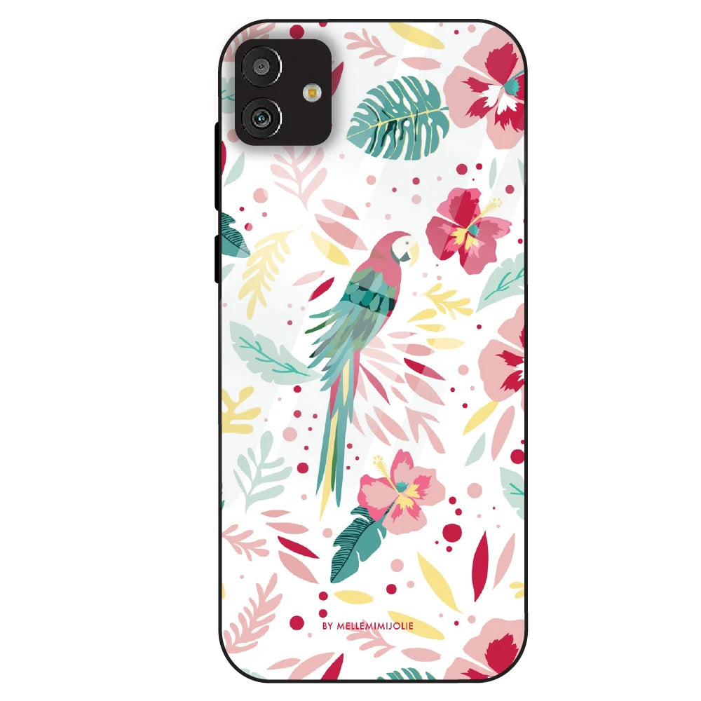 Tropical Parrot Floral - Glass Case For Samsung Galaxy M13