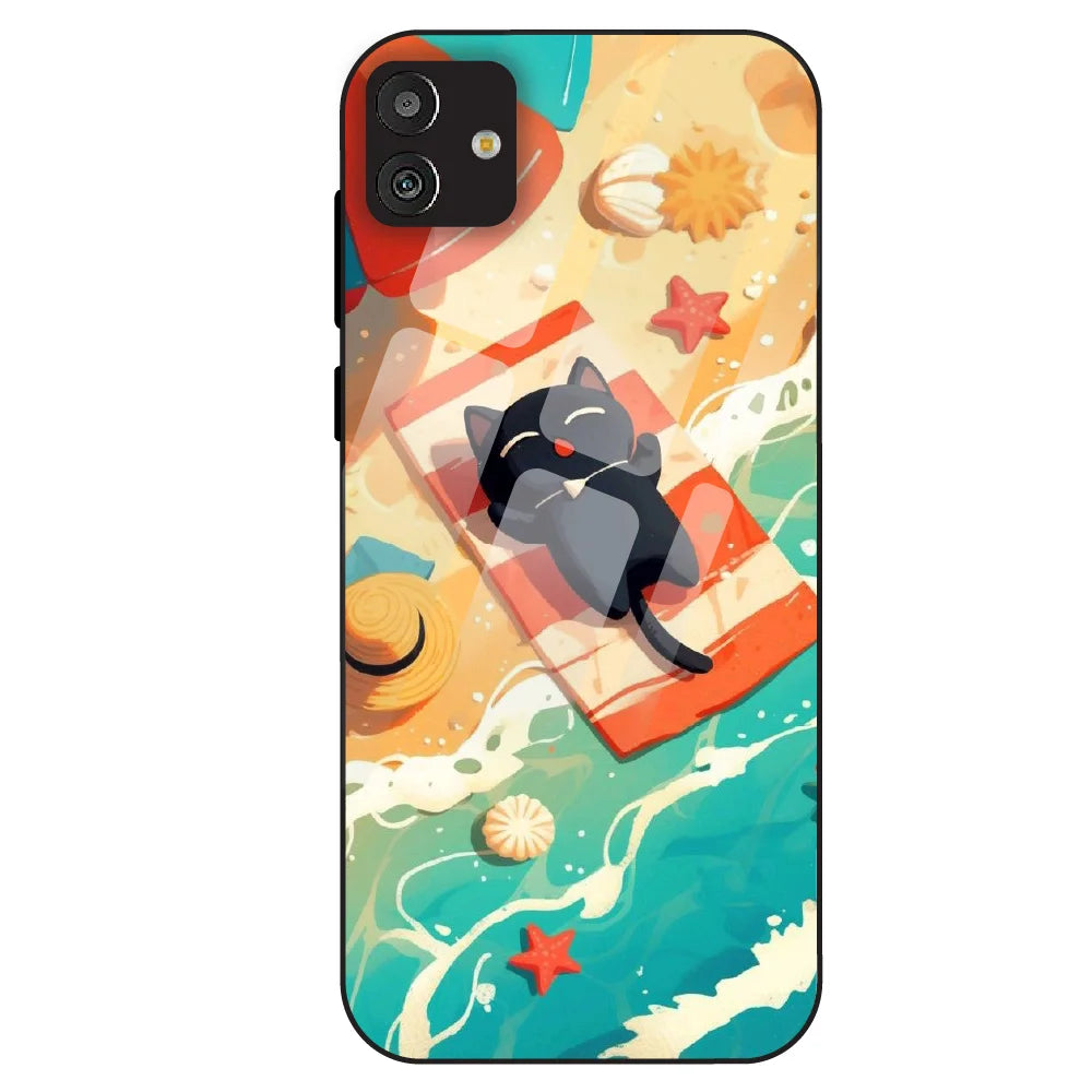Beach Cat Aesthetic - Glass Case For Samsung Galaxy M13