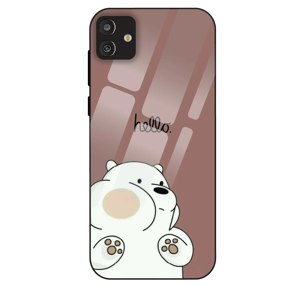 Cute Bear Minimal - Glass Case For Samsung Galaxy M13
