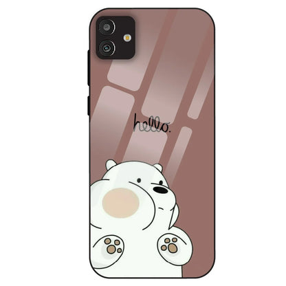 Cute Bear Minimal - Glass Case For Samsung Galaxy M13