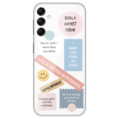 Be Happy - Clear Printed Silicone Case For Samsung Galaxy M14