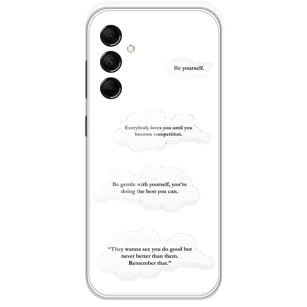 Quotes And Clouds - Clear Printed Silicone Case For Samsung Galaxy M14