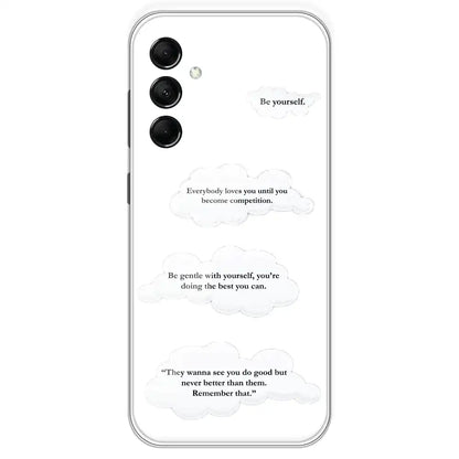 Quotes And Clouds - Clear Printed Silicone Case For Samsung Galaxy M14