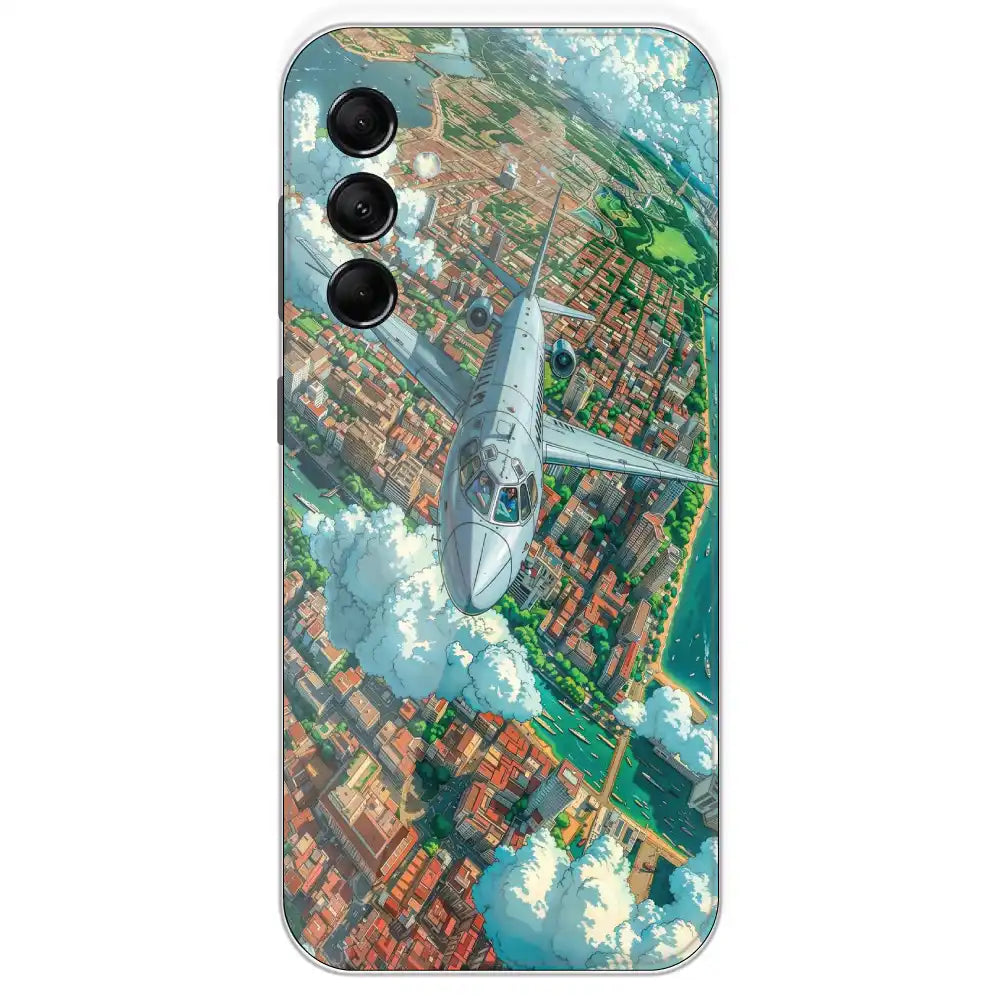 Flying Over City - Printed Silicone Case For Samsung Galaxy M14