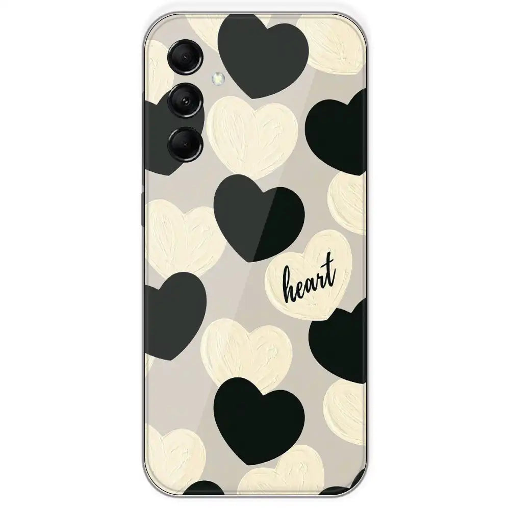 Black And White Heart - Printed Silicone Case For Samsung Galaxy M14