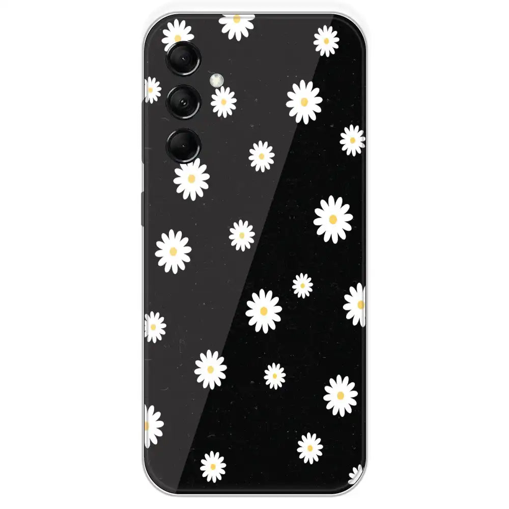 White And Black Flower - Printed Silicone Case For Samsung Galaxy M14