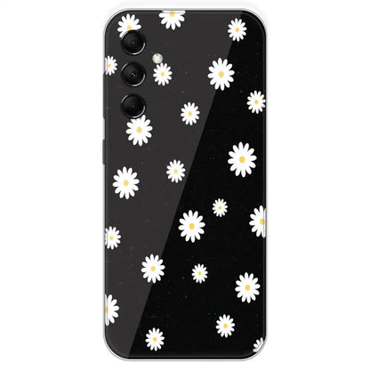 White And Black Flower - Printed Silicone Case For Samsung Galaxy M14