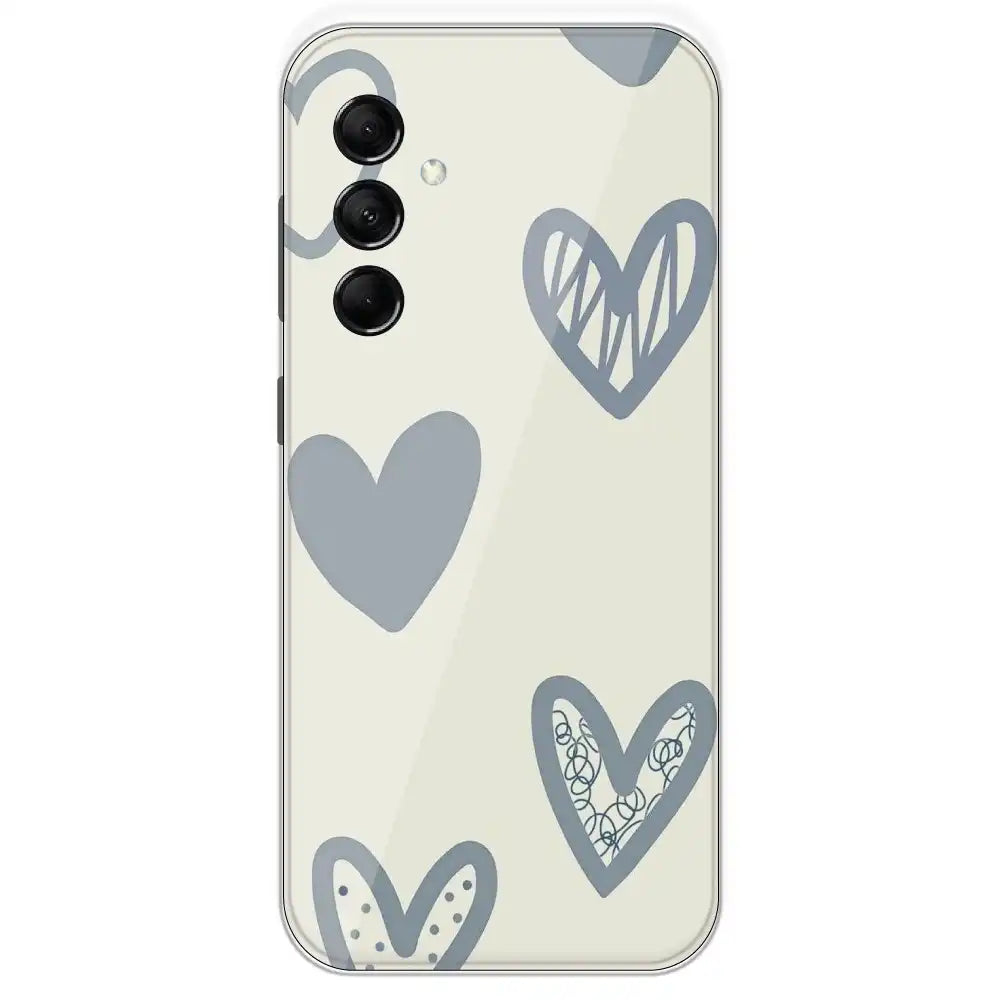 Light Blue Hearts - Printed Silicone Case For Samsung Galaxy M14