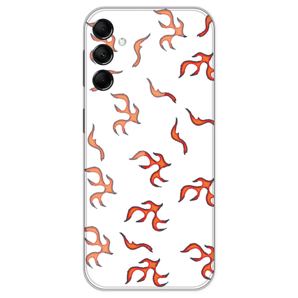 Orange Mini Flames - Clear Printed Silicone Case For Samsung Galaxy M14