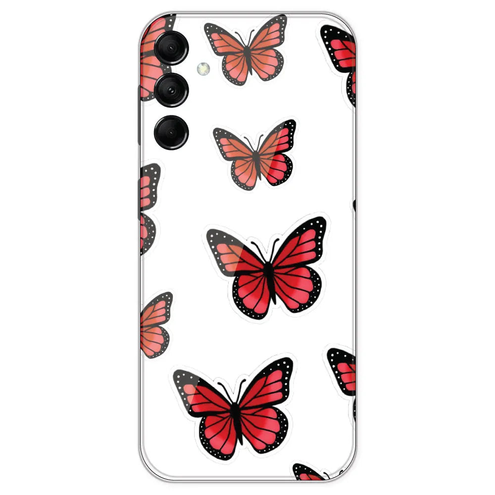 Red Butterfly - Clear Printed Silicone Case For Samsung Galaxy M14