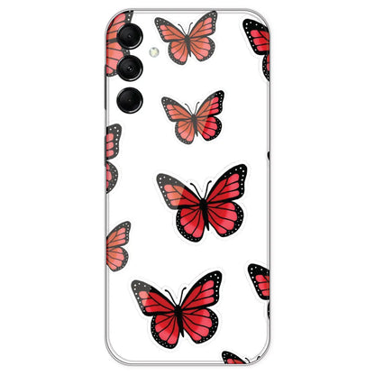 Red Butterfly - Clear Printed Silicone Case For Samsung Galaxy M14