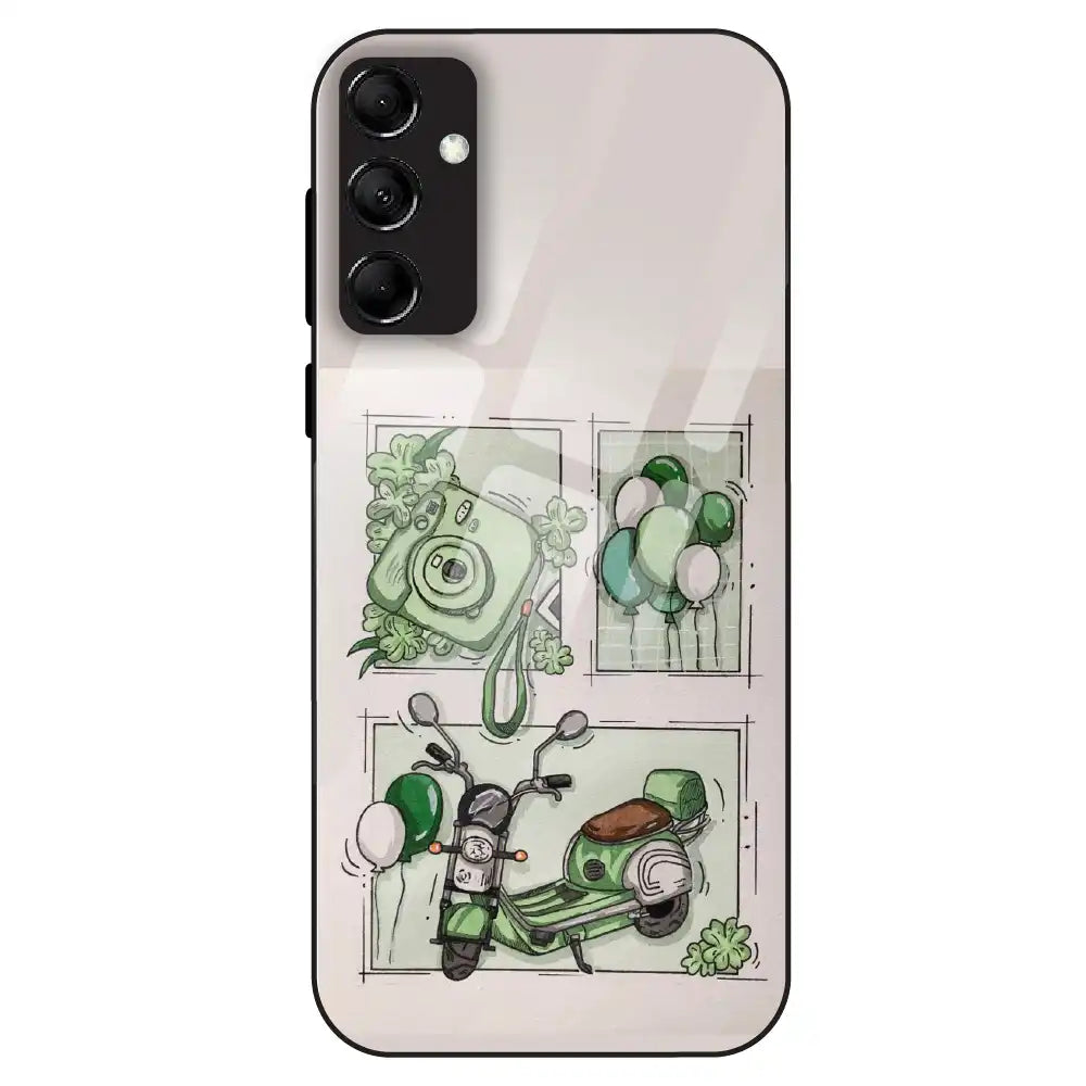 Vintage Green Sketch Aesthetic - Glass Case For Samsung Galaxy M14
