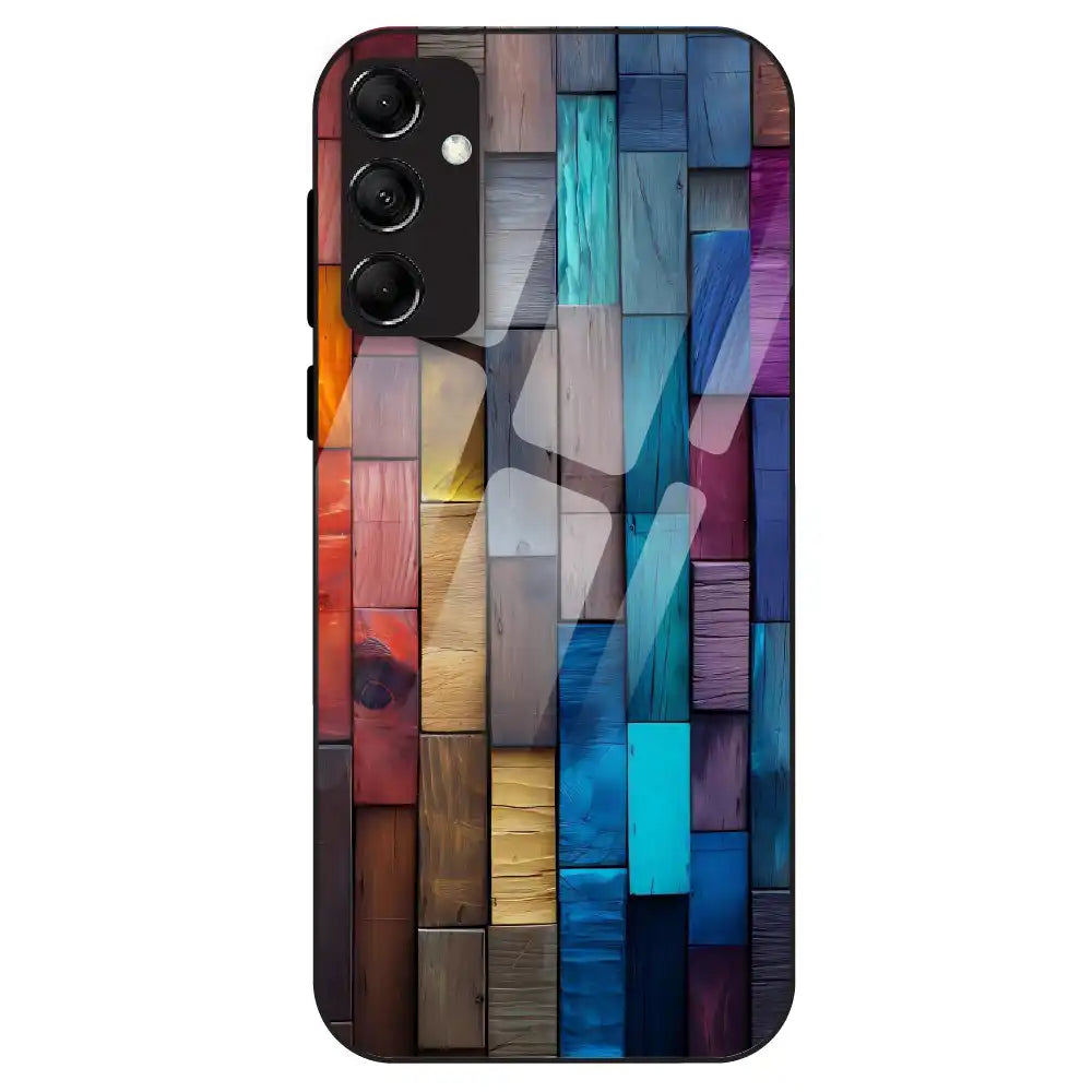 Color Block Wood Texture - Glass Case For Samsung Galaxy M14