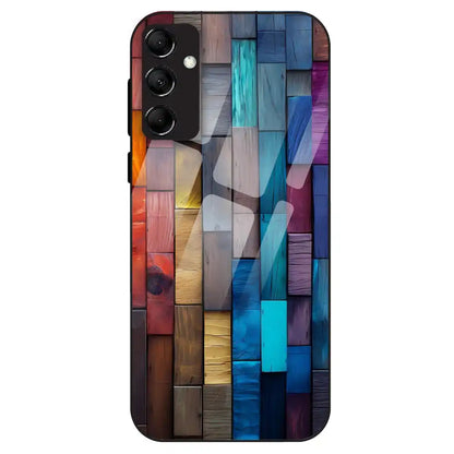 Color Block Wood Texture - Glass Case For Samsung Galaxy M14