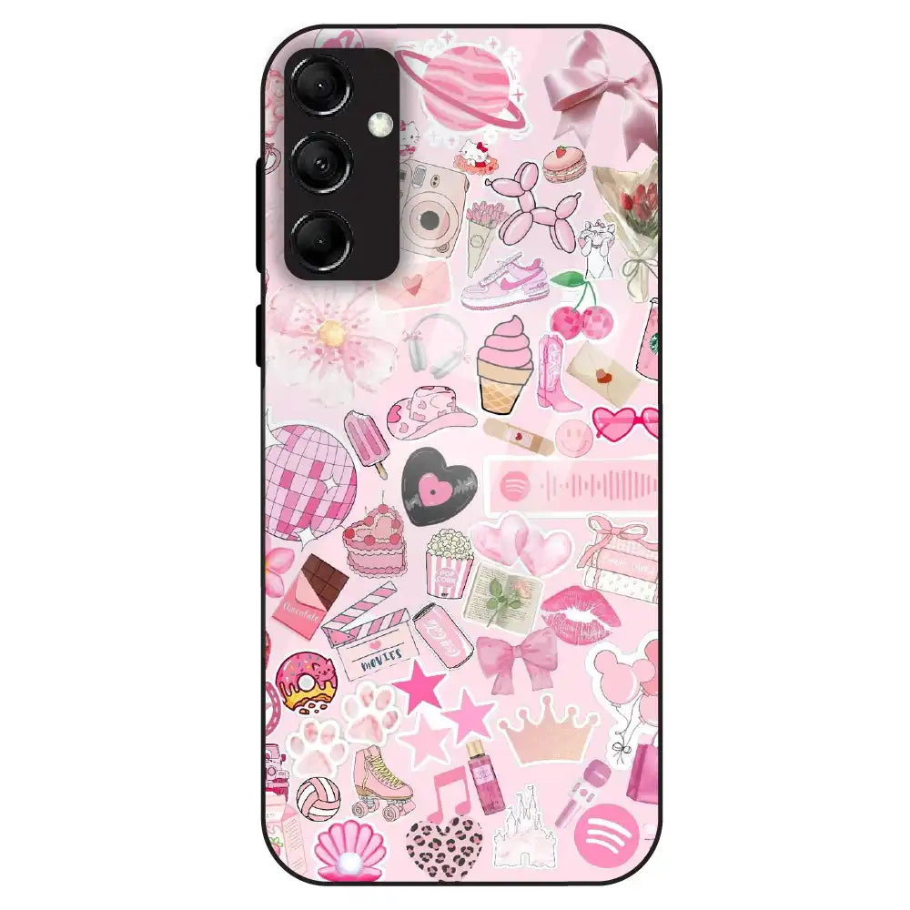 Pink Pop Aesthetic Collage - Glass Case For Samsung Galaxy M14