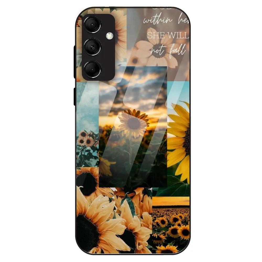 Sunflower Serenity Collage - Glass Case For Samsung Galaxy M14
