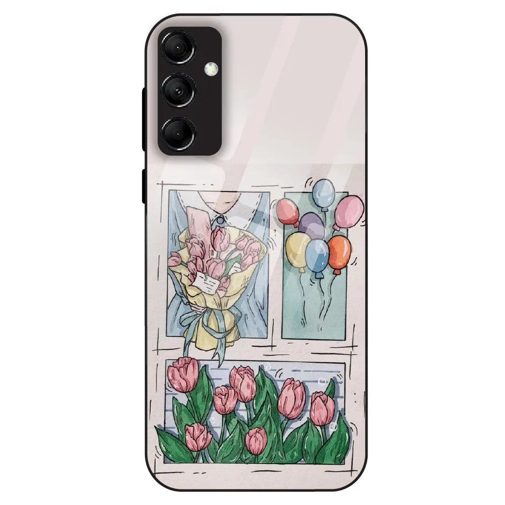 Tulip Aesthetic Sketch - Glass Case For Samsung Galaxy M14