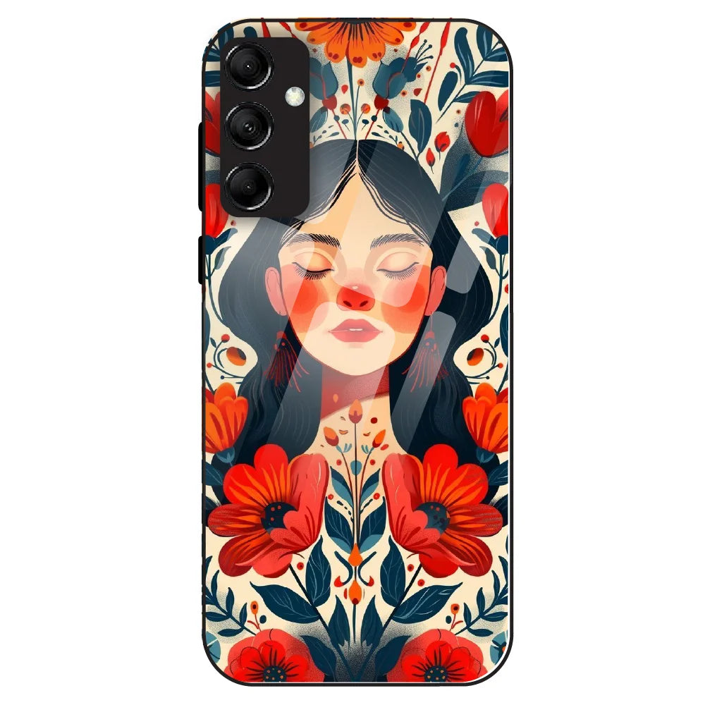 Floral Muse Portrait - Glass Case For Samsung Galaxy M14