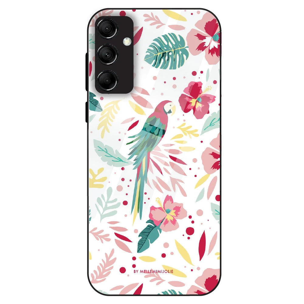 Tropical Parrot Floral - Glass Case For Samsung Galaxy M14