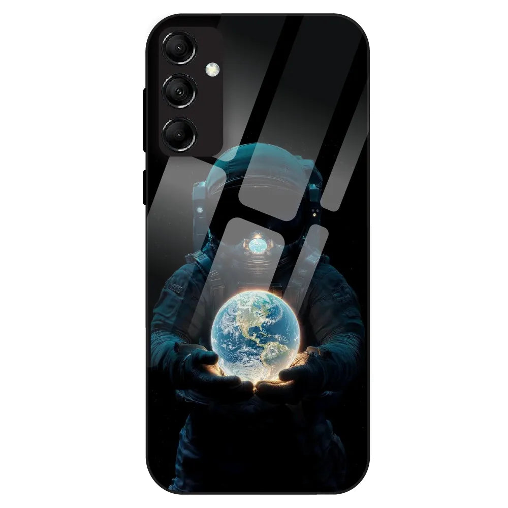 Astronaut Holding Earth - Glass Case For Samsung Galaxy M14